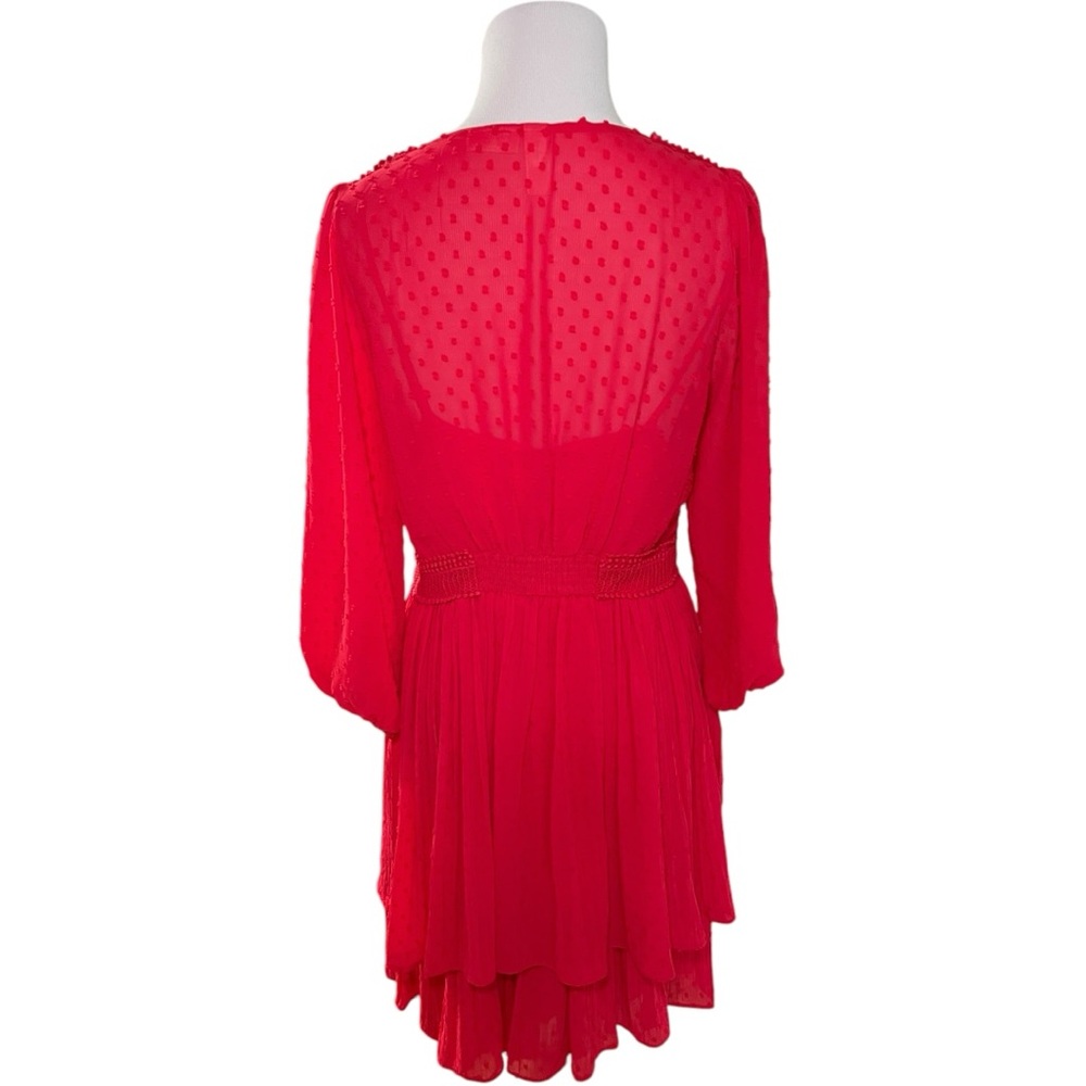 Anthropologie Red Pleated Tiered Sundress with Bishop Sleeves - Picture 5 of 10
